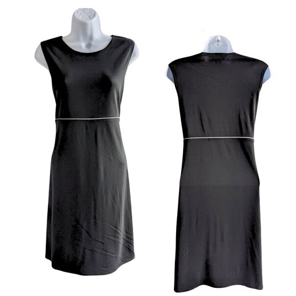 Vtg 90s Slacker Grunge EXPRESS Tricot Reality Bites-era Black Sheath Dress Sz 12 - Picture 1 of 7